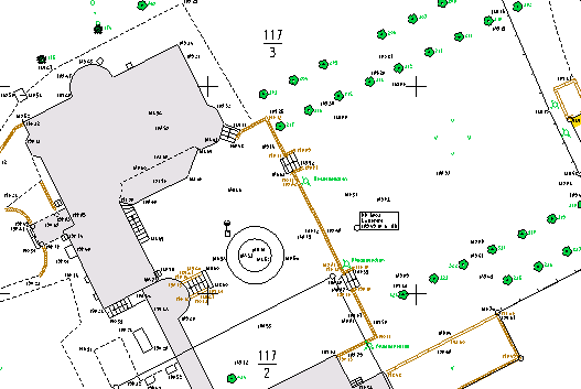 Ausschnitt aus einem Lageplan zur weiteren Planung eines Bauvorhabens